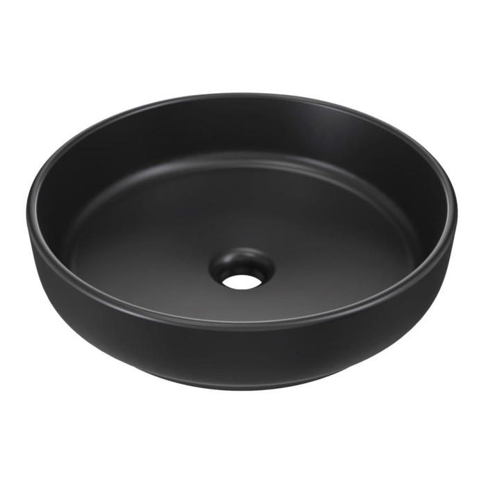 Vasque à poser ronde 40 cm en céramique noire mate