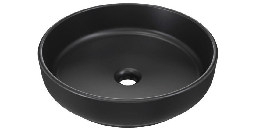 Vasque à poser ronde 40 cm en céramique noire mate