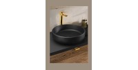 Vasque à poser ronde 40 cm en céramique noire mate