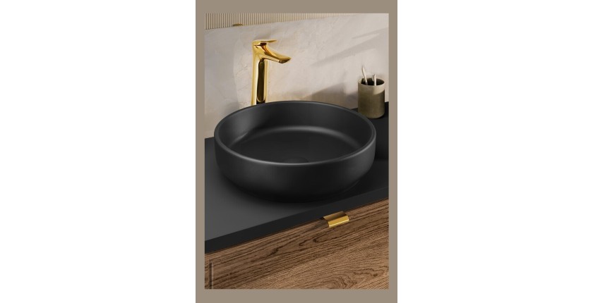 Vasque à poser ronde 40 cm en céramique noire mate