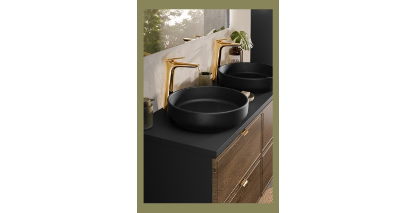 Vasque à poser ronde 40 cm en céramique noire mate