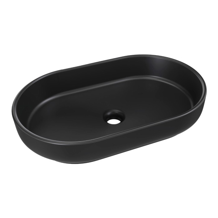 Lavabo da appoggio ovale 55x35 cm in ceramica nera opaca