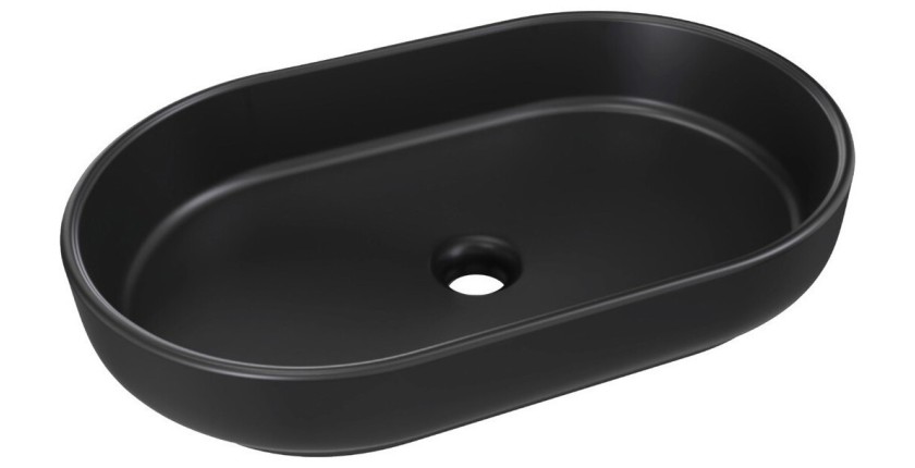 Vasque à poser ovale 55x35 cm en céramique noire mate