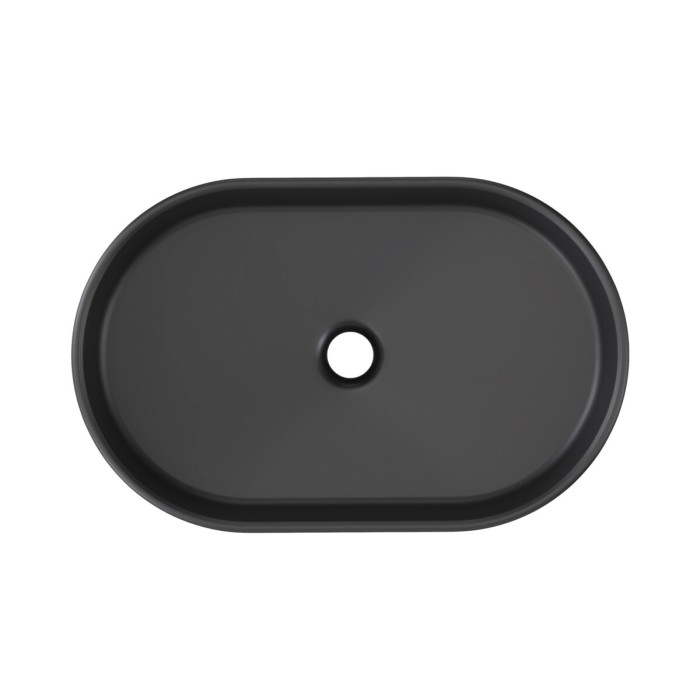 Lavabo da appoggio ovale 55x35 cm in ceramica nera opaca