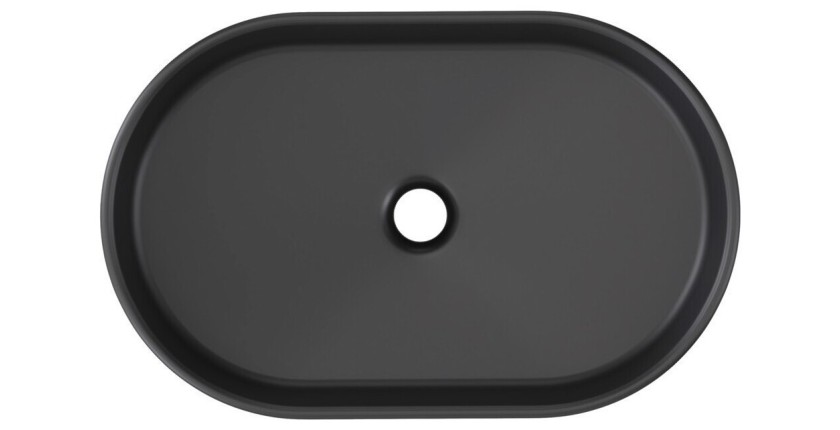 Vasque à poser ovale 55x35 cm en céramique noire mate