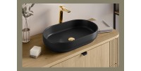 Vasque à poser ovale 55x35 cm en céramique noire mate