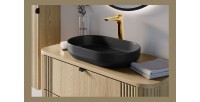 Vasque à poser ovale 55x35 cm en céramique noire mate