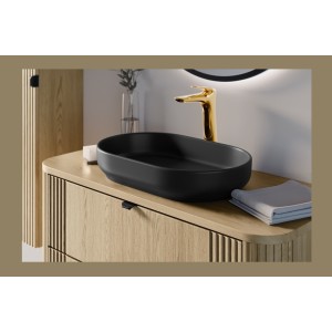 Vasque à poser ovale 55x35 cm en céramique noire mate