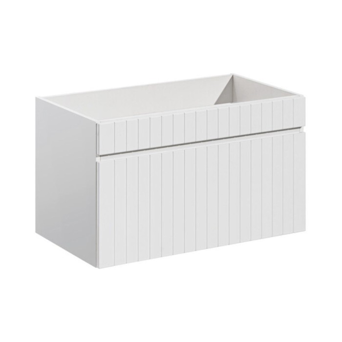 Conjunto ICON blanco: muebles bajo lavabo de 160cm + encimera para lavabo + dos lavabos sobre encimera blancos