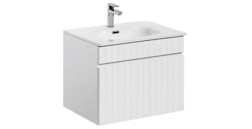 Ensemble ICON blanc : meuble sous vasque 80cm et vasque encastrée