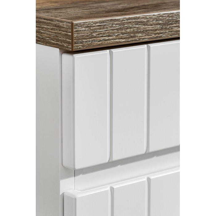 Insieme ICON bianco: mobili sotto lavabo 120cm + piano per lavabo effetto legno scuro