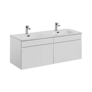 Ensemble ICON blanc : meubles sous vasque 60cm et double vasque encastrée 120cm
