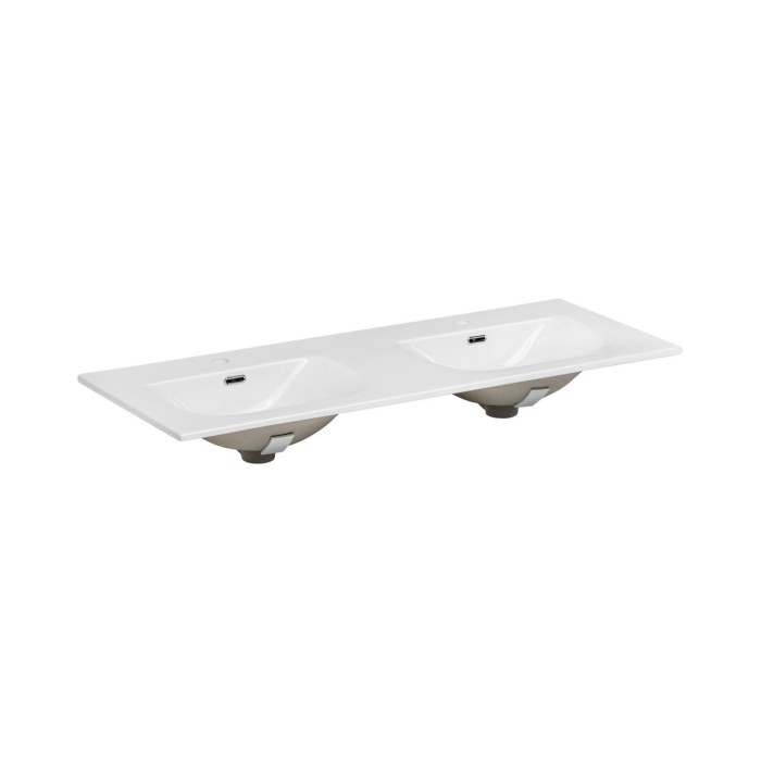 Conjunto ICON blanco: muebles bajo lavabo de 120cm + doble lavabo empotrado en cerámica blanca