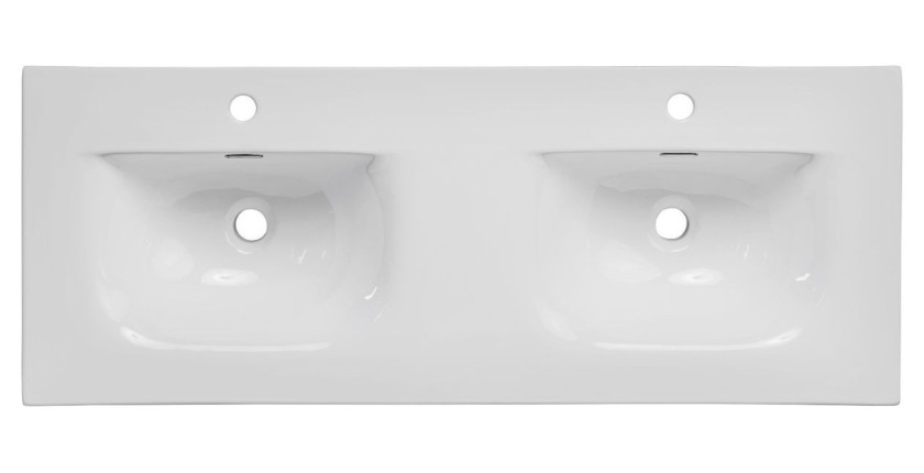 Ensemble ICON blanc : meubles sous vasque 120cm + double vasque encastrée en céramique blanche