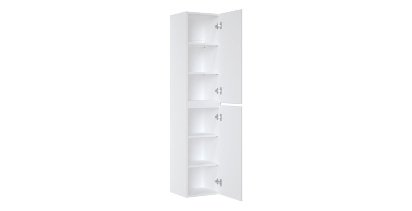 Ensemble ICON blanc : meuble sous vasque 60cm + vasque à poser ronde blanche + miroir LED ovale vertical + colonne