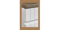 Ensemble ICON blanc : meuble sous vasque 60cm + plan pour vasque aspect bois foncé + vasque à poser carrée arrondie