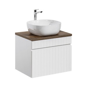 Ensemble ICON blanc : meuble sous vasque 60cm, plan pour vasque et vasque à poser carrée