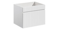 Ensemble ICON blanc : meuble sous vasque 60cm + plan pour vasque aspect bois foncé