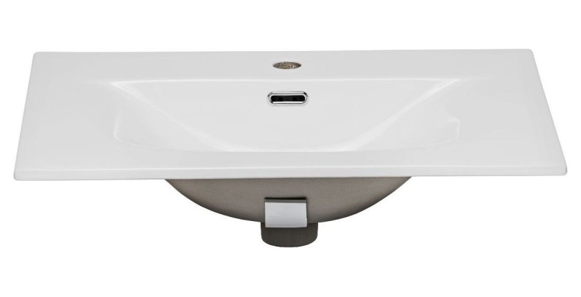 Ensemble ICON blanc : meuble sous vasque 60cm + vasque à encastrer blanche + miroir + lampe LED + colonne