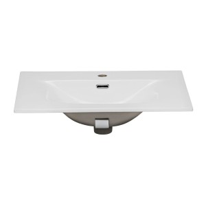 Ensemble ICON blanc : meuble sous vasque 60cm + vasque à encastrer blanche + miroir + lampe LED + colonne