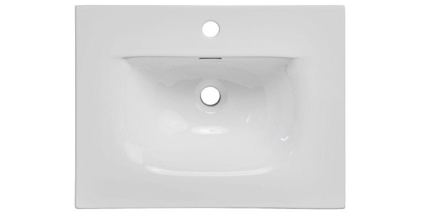 Ensemble ICON blanc : meuble sous vasque 60cm + vasque à encastrer blanche + miroir + lampe LED + colonne