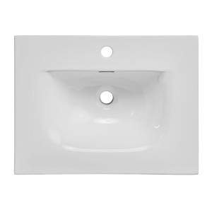 Ensemble ICON blanc : meuble sous vasque 60cm + vasque à encastrer blanche + miroir + lampe LED + colonne