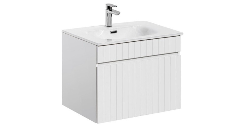 Set ICON bianco: mobile sotto lavabo 60cm + lavabo da incasso in ceramica bianca