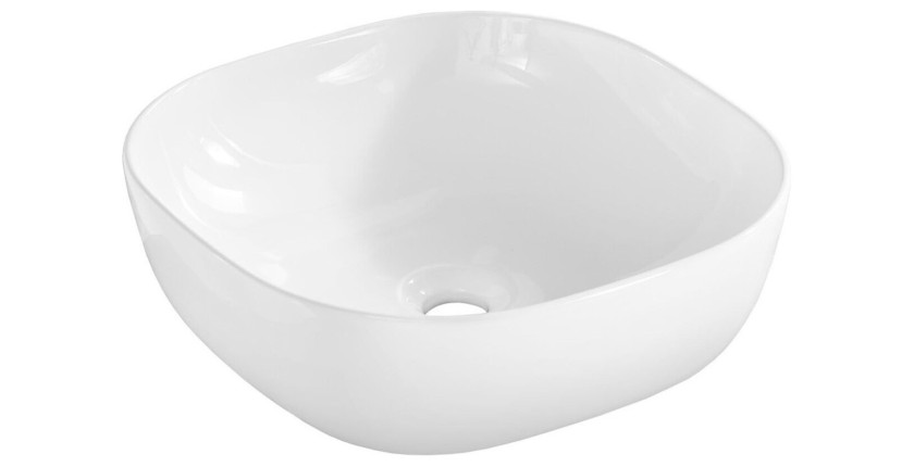 Ensemble ICON blanc : meubles sous vasque 140cm avec niches visibles + plan pour vasque + deux vasques à poser blanches