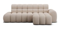 Canapé d’angle convertible BULLA 3 places beige angle droit – tissu nid d’abeille avec extension d’assise électrique