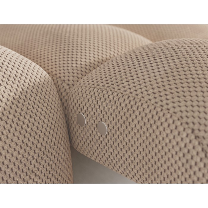 Hoekbank BULLA 3-zits in beige rechterhoek - honingraatstof met elektrische zitverlenging