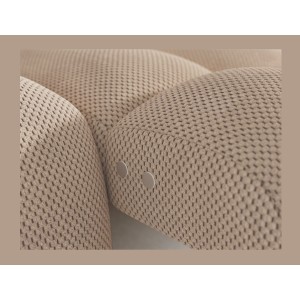 Canapé d’angle convertible BULLA 3 places beige angle droit – tissu nid d’abeille avec extension d’assise électrique
