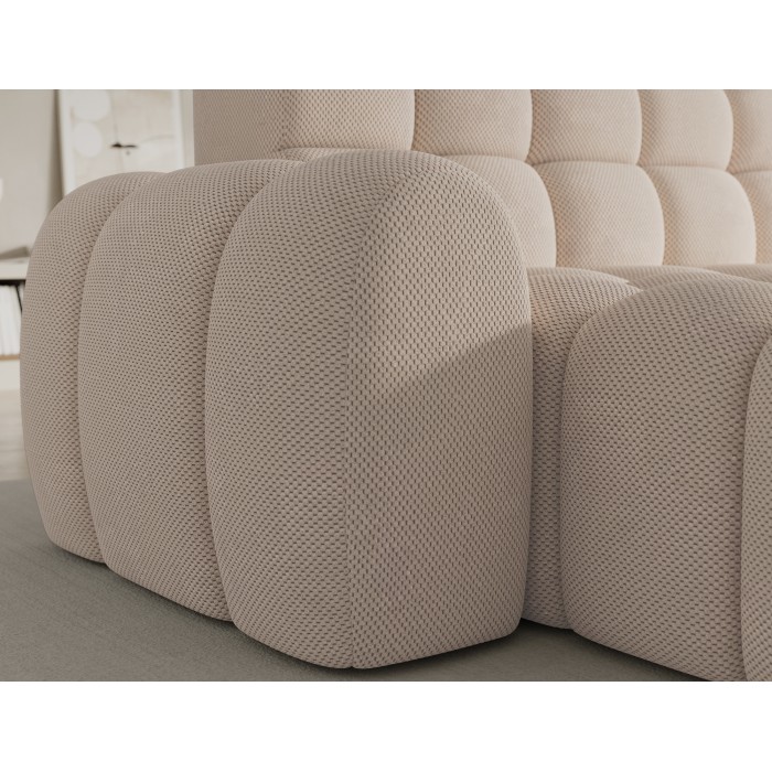 Ecksofa BULLA 3-Sitzer beige links – Wabenstoff mit elektrischer Sitzverlängerung