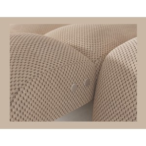 Canapé d’angle convertible BULLA 3 places beige angle gauche – tissu nid d’abeille avec extension d’assise électrique