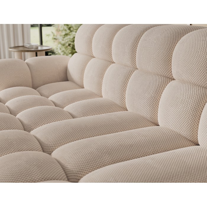 Ecksofa BULLA 3-Sitzer beige links – Wabenstoff mit elektrischer Sitzverlängerung
