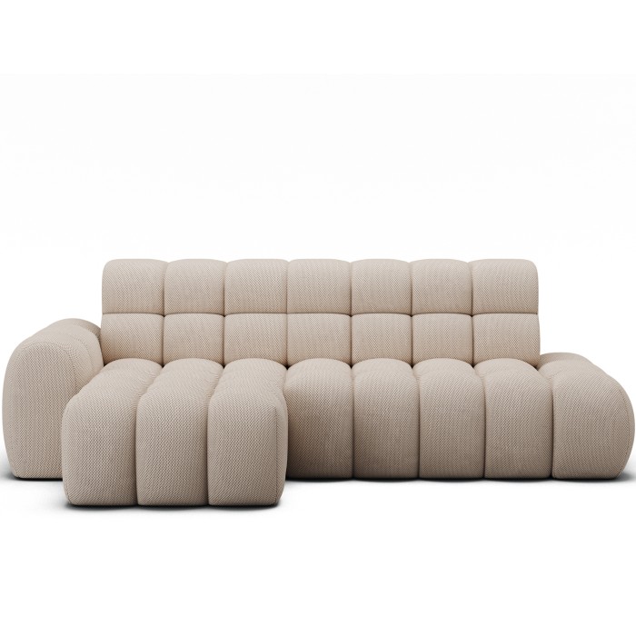 Ecksofa BULLA 3-Sitzer beige links – Wabenstoff mit elektrischer Sitzverlängerung