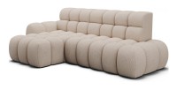 Canapé d’angle convertible BULLA 3 places beige angle gauche – tissu nid d’abeille avec extension d’assise électrique