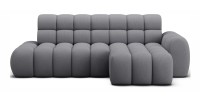 Canapé d’angle convertible BULLA 3 places gris angle droit – tissu nid d’abeille avec extension d’assise électrique