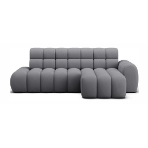 Canapé d’angle convertible BULLA 3 places gris angle droit – tissu nid d’abeille avec extension d’assise électrique