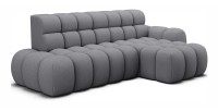 Canapé d’angle convertible BULLA 3 places gris angle droit – tissu nid d’abeille avec extension d’assise électrique