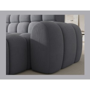 Canapé d’angle convertible BULLA 3 places gris angle droit – tissu nid d’abeille avec extension d’assise électrique