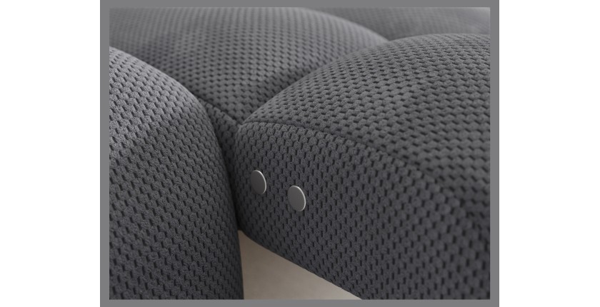 Canapé d’angle convertible BULLA 3 places gris angle droit – tissu nid d’abeille avec extension d’assise électrique