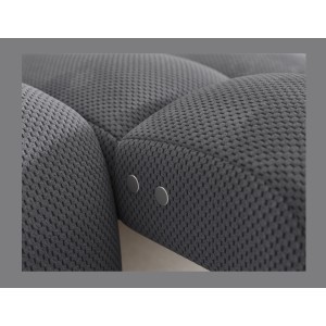 Canapé d’angle convertible BULLA 3 places gris angle droit – tissu nid d’abeille avec extension d’assise électrique