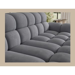 Canapé d’angle convertible BULLA 3 places gris angle droit – tissu nid d’abeille avec extension d’assise électrique