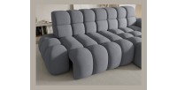 Canapé d’angle convertible BULLA 3 places gris angle droit – tissu nid d’abeille avec extension d’assise électrique