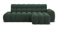 Canapé d’angle convertible BULLA 3 places vert angle droit – tissu bouclette avec extension d’assise électrique