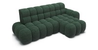 Canapé d’angle convertible BULLA 3 places vert angle droit – tissu bouclette avec extension d’assise électrique
