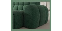 Canapé d’angle convertible BULLA 3 places vert angle droit – tissu bouclette avec extension d’assise électrique