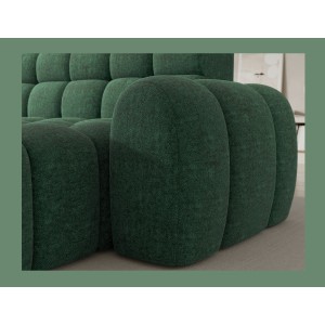 Canapé d’angle convertible BULLA 3 places vert angle droit – tissu bouclette avec extension d’assise électrique