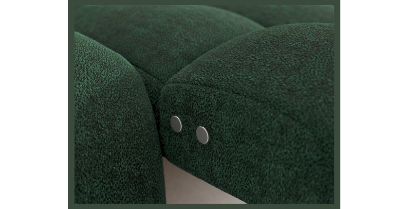 Canapé d’angle convertible BULLA 3 places vert angle droit – tissu bouclette avec extension d’assise électrique
