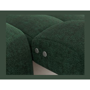 Canapé d’angle convertible BULLA 3 places vert angle droit – tissu bouclette avec extension d’assise électrique
